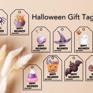 Halloween Gift Tags Set of 9 | Cute Cartoon Tags for Kids | Digital Download | Printable Halloween Tags | Trick or Treat Gift Tags