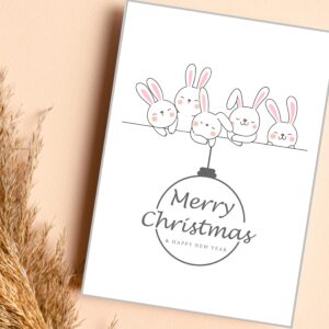 Christmas Bunny Card | Cute Holiday Card, Insert & Wall Art | Printable Digital Download