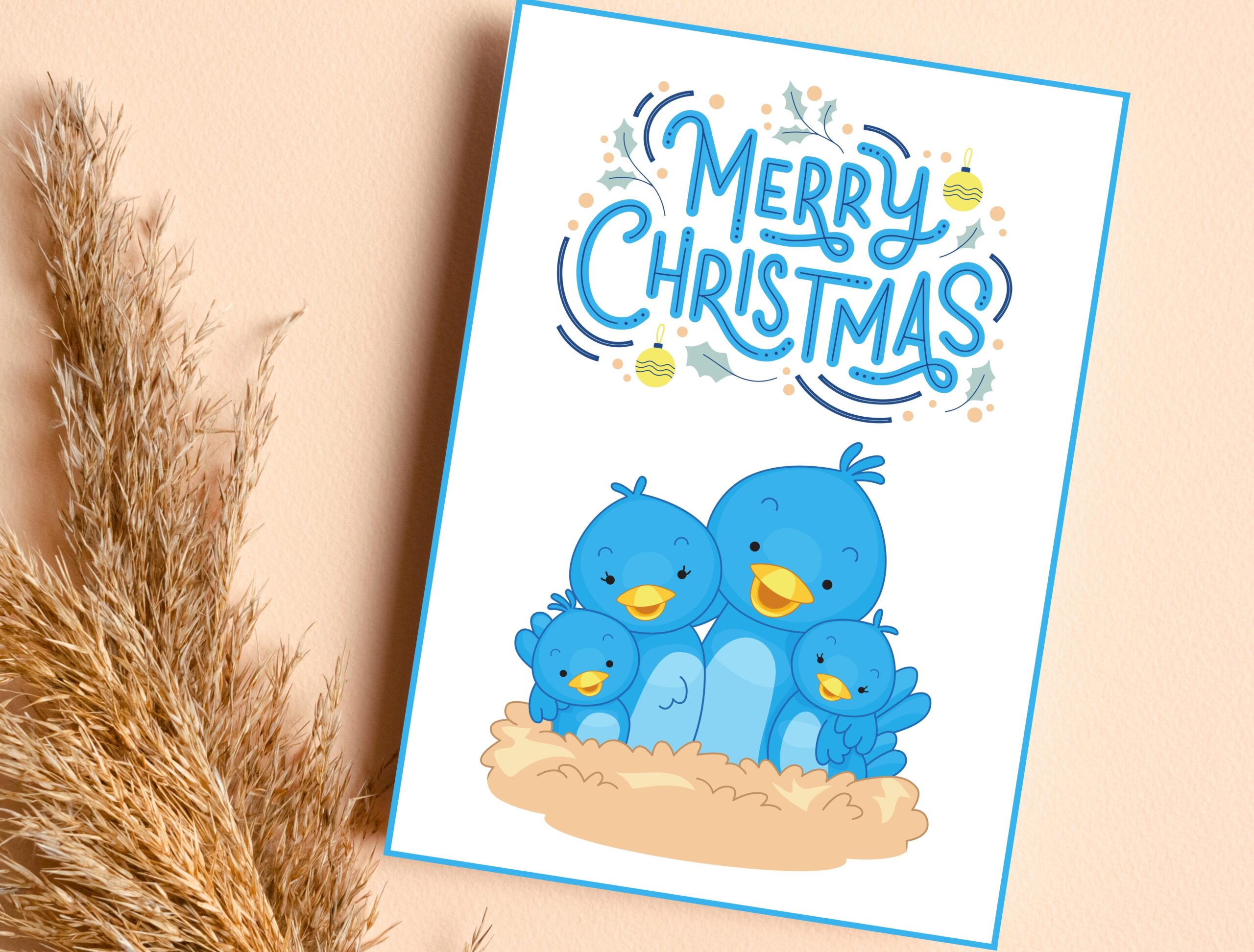 Birds Christmas Card Set | Printable Insert & Wall Art | Digital Download for Festive Décor - Image 2