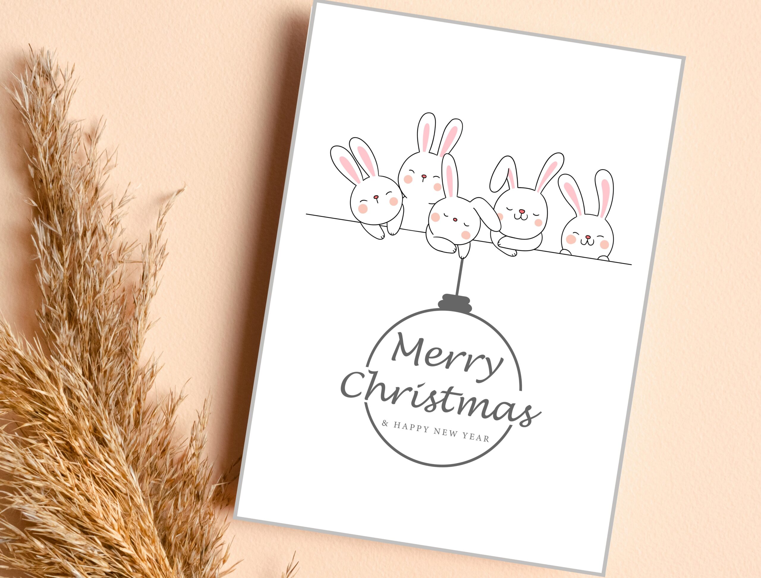 Christmas Bunny Card | Cute Holiday Card, Insert & Wall Art | Printable Digital Download