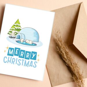 Festive Polar Bear Christmas Card & Wall Art | Printable Insert Design | Digital Holiday Download