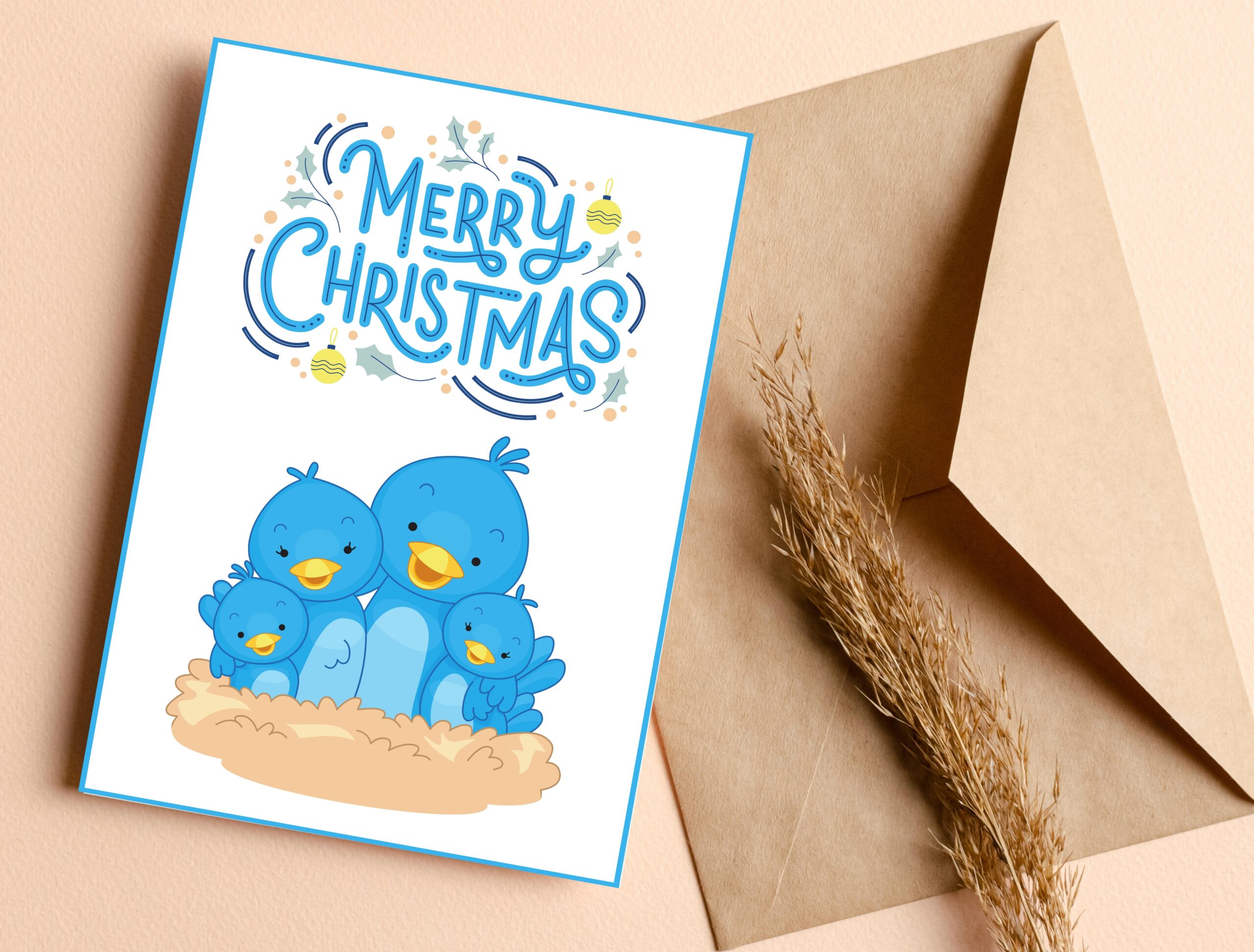 Birds Christmas Card Set | Printable Insert & Wall Art | Digital Download for Festive Décor - Image 3