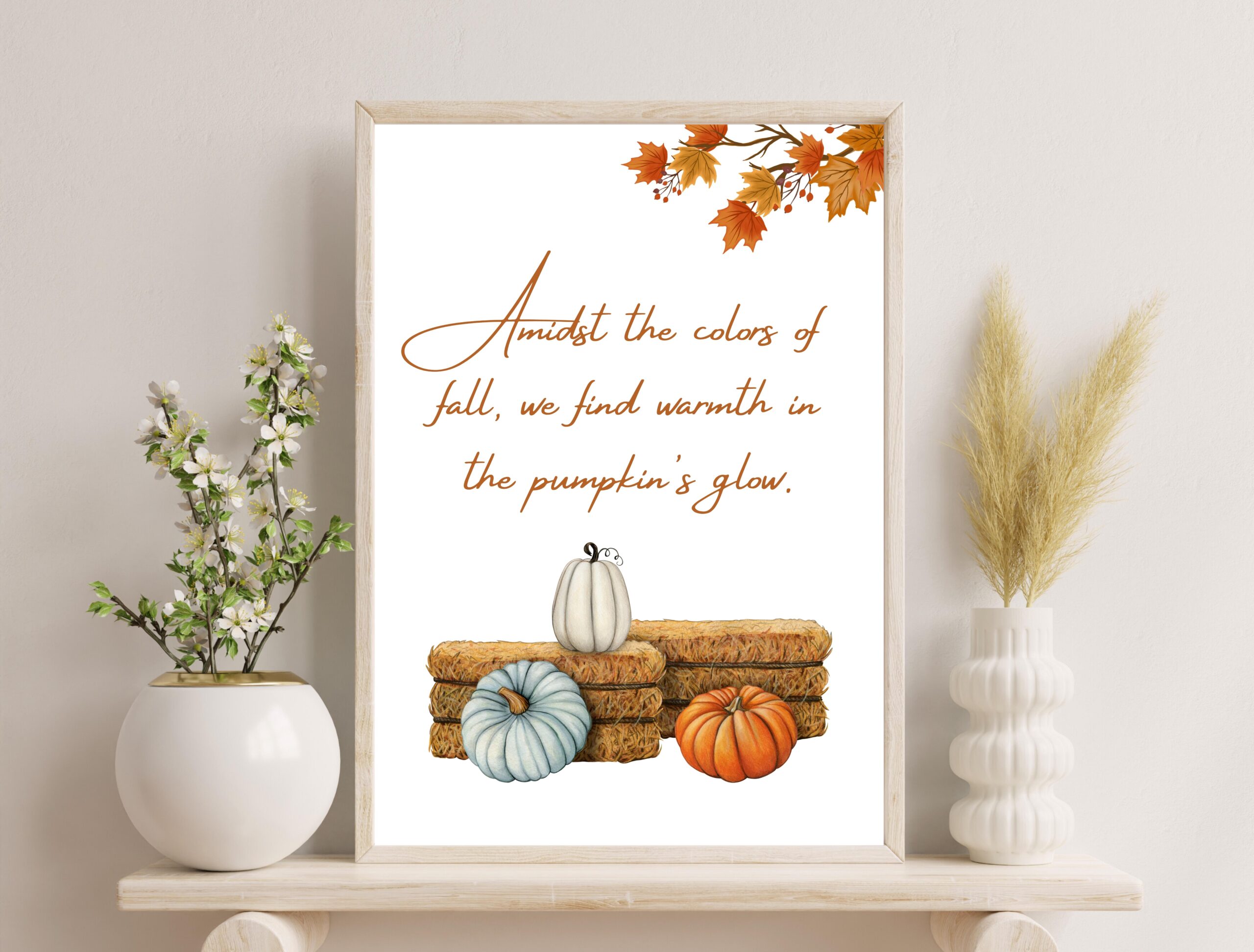 Pumpkin Wall Art | Fall Decor Quote Print | Watercolor Autumn Printable - Image 2
