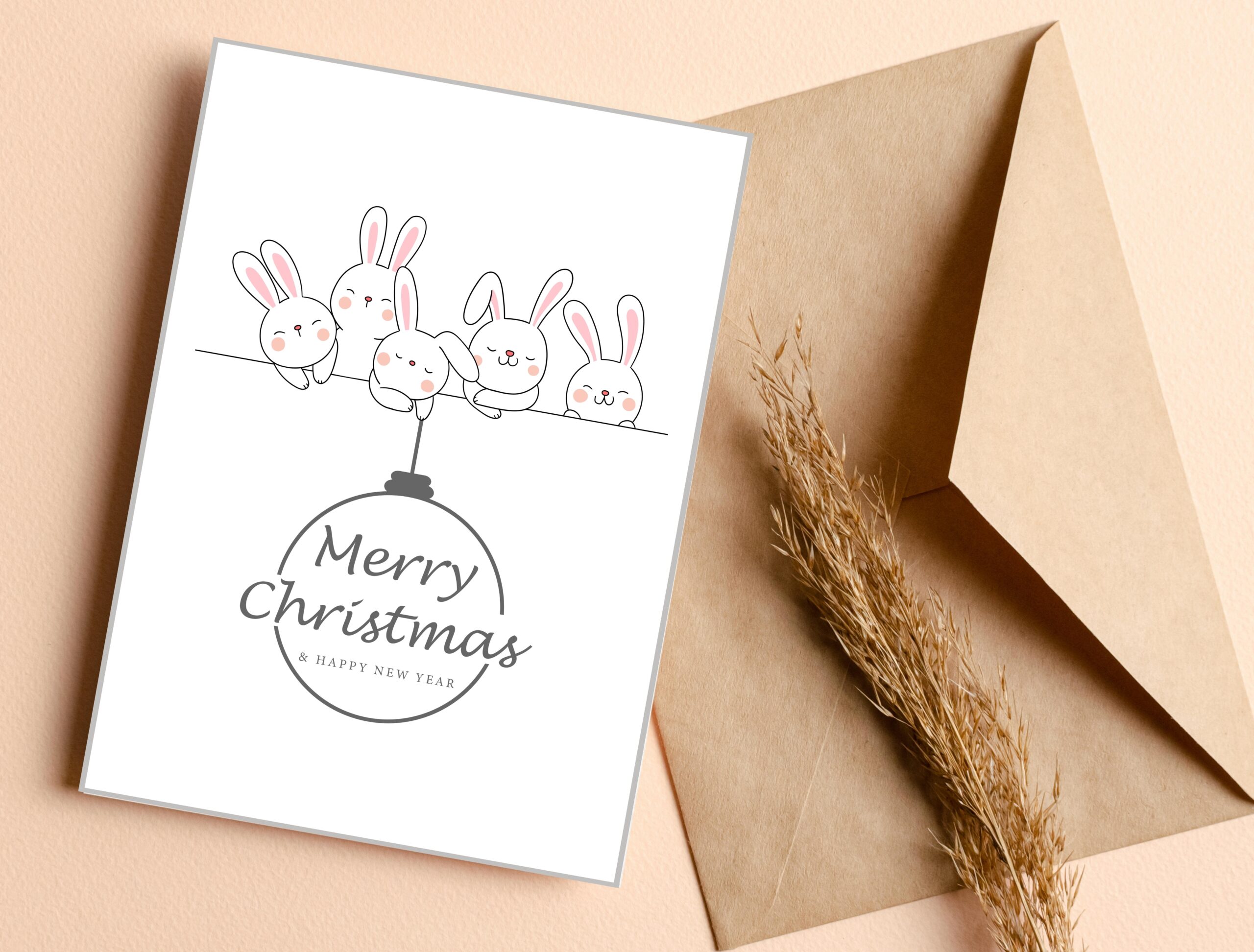 Christmas Bunny Card | Cute Holiday Card, Insert & Wall Art | Printable Digital Download - Image 4