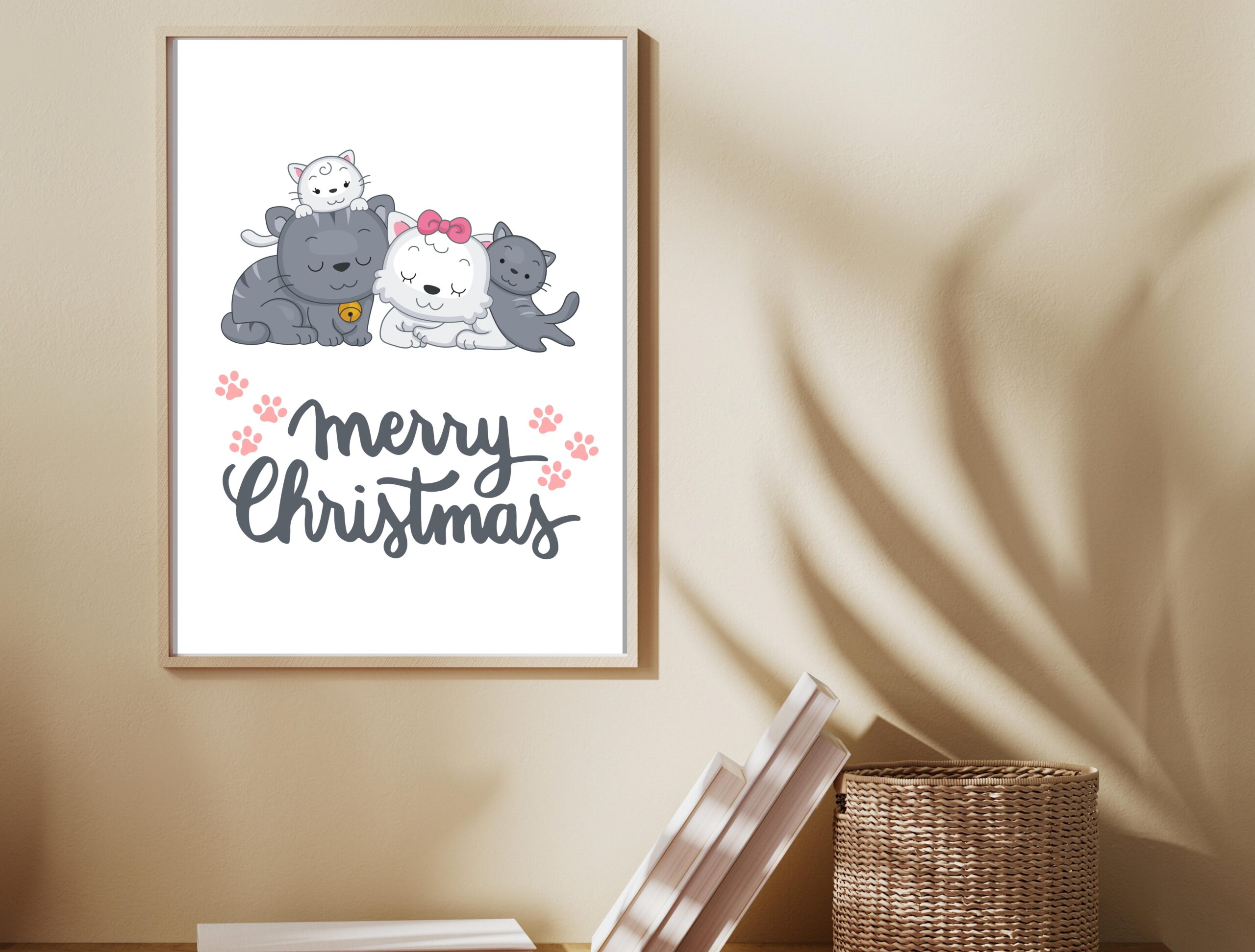 Cats Christmas Card | Adorable Holiday Card, Insert & Wall Art | Printable Digital PDF JPG Download