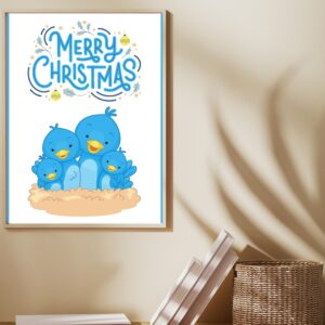 Birds Christmas Card Set | Printable Insert & Wall Art | Digital Download for Festive Décor
