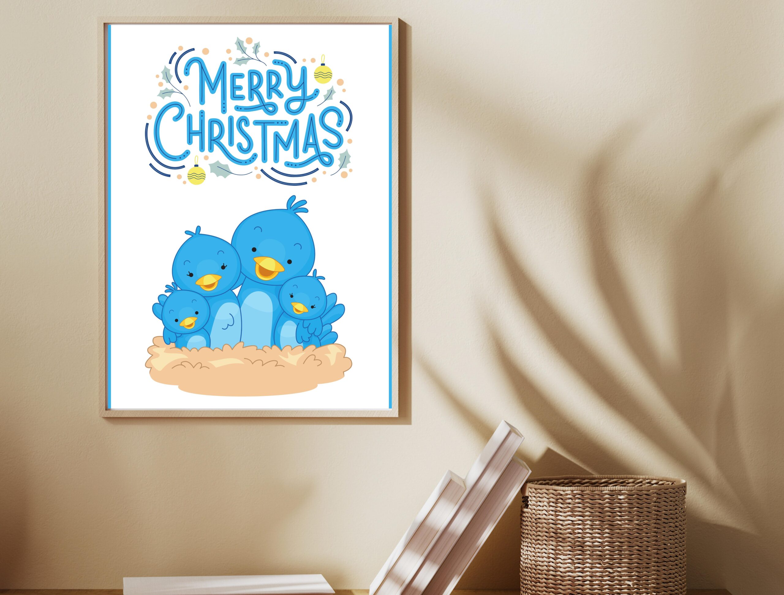 Birds Christmas Card Set | Printable Insert & Wall Art | Digital Download for Festive Décor