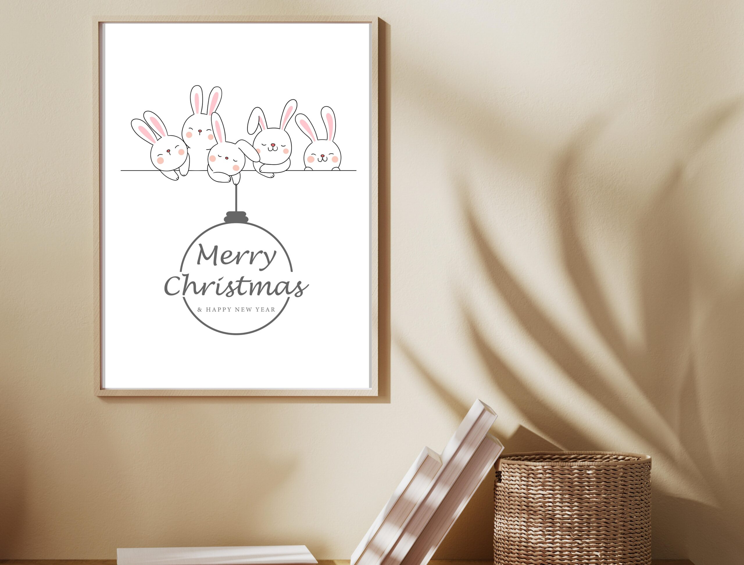 Christmas Bunny Card | Cute Holiday Card, Insert & Wall Art | Printable Digital Download - Image 3