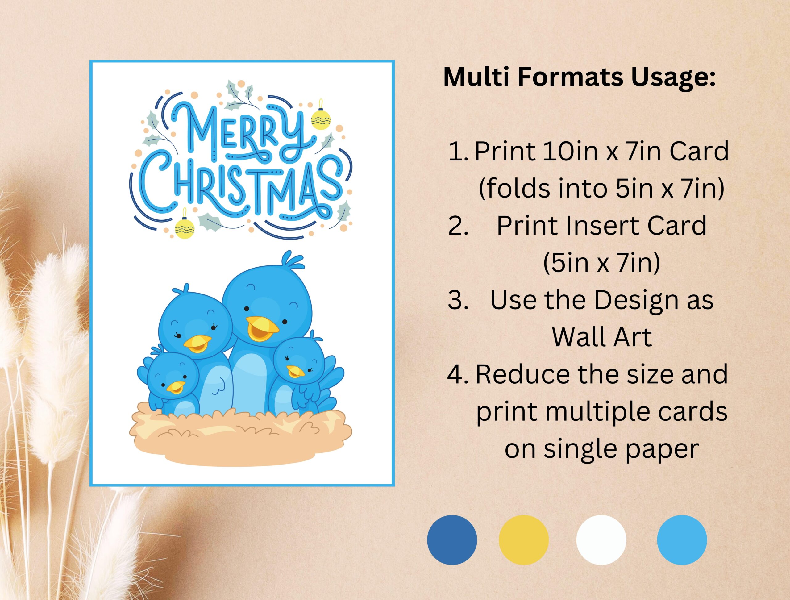 Birds Christmas Card Set | Printable Insert & Wall Art | Digital Download for Festive Décor - Image 7