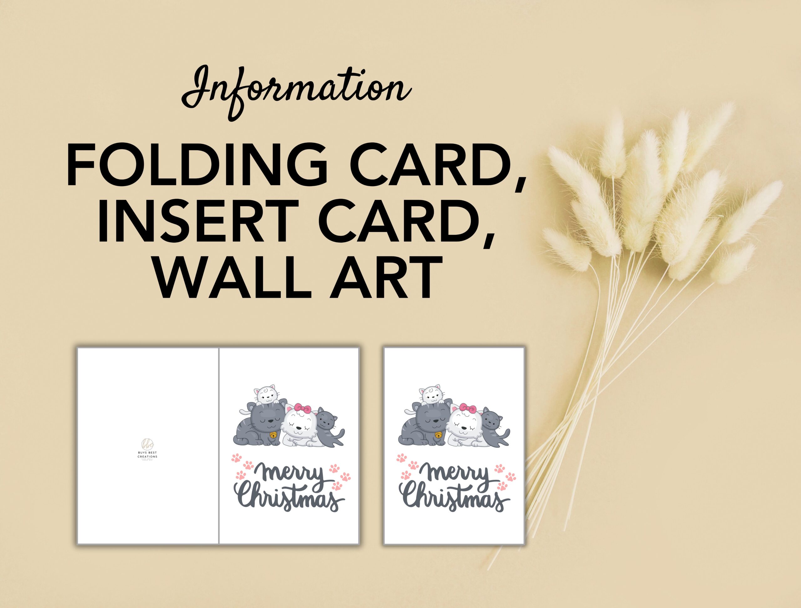 Cats Christmas Card | Adorable Holiday Card, Insert & Wall Art | Printable Digital PDF JPG Download - Image 5