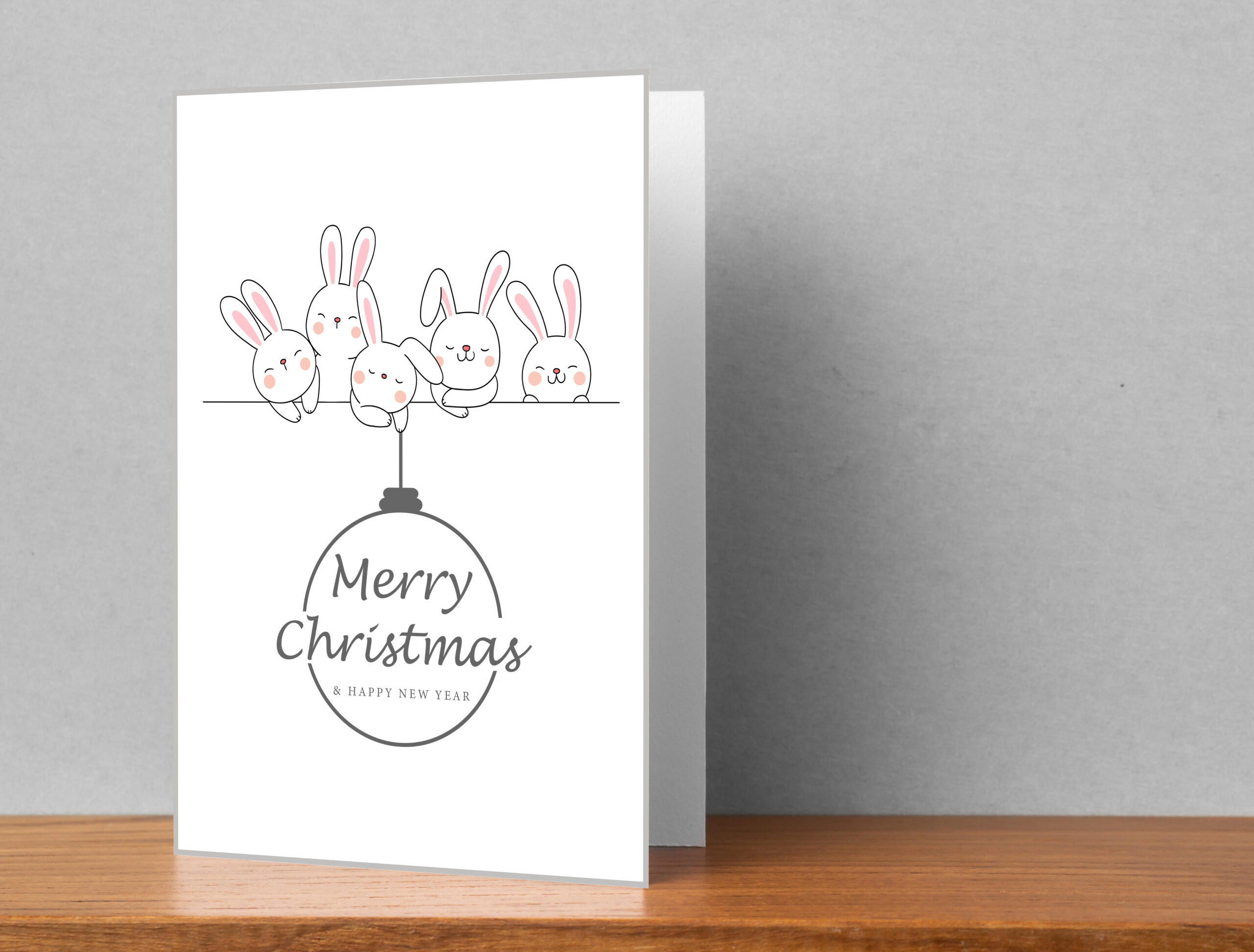 Christmas Bunny Card | Cute Holiday Card, Insert & Wall Art | Printable Digital Download - Image 2