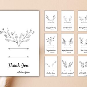 Flower Holding Card Templates | Editable Canva Design | 10 Floral Printable Cards for Real or Dried Flowers