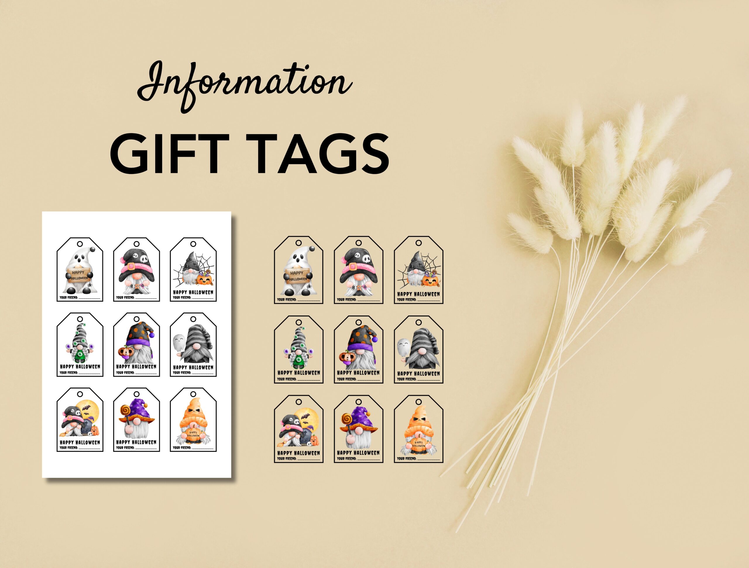 Halloween Gnomes Gift Tags | Cute Printable Tag Set of 9 | Digital Download for Holiday Gifts - Image 6