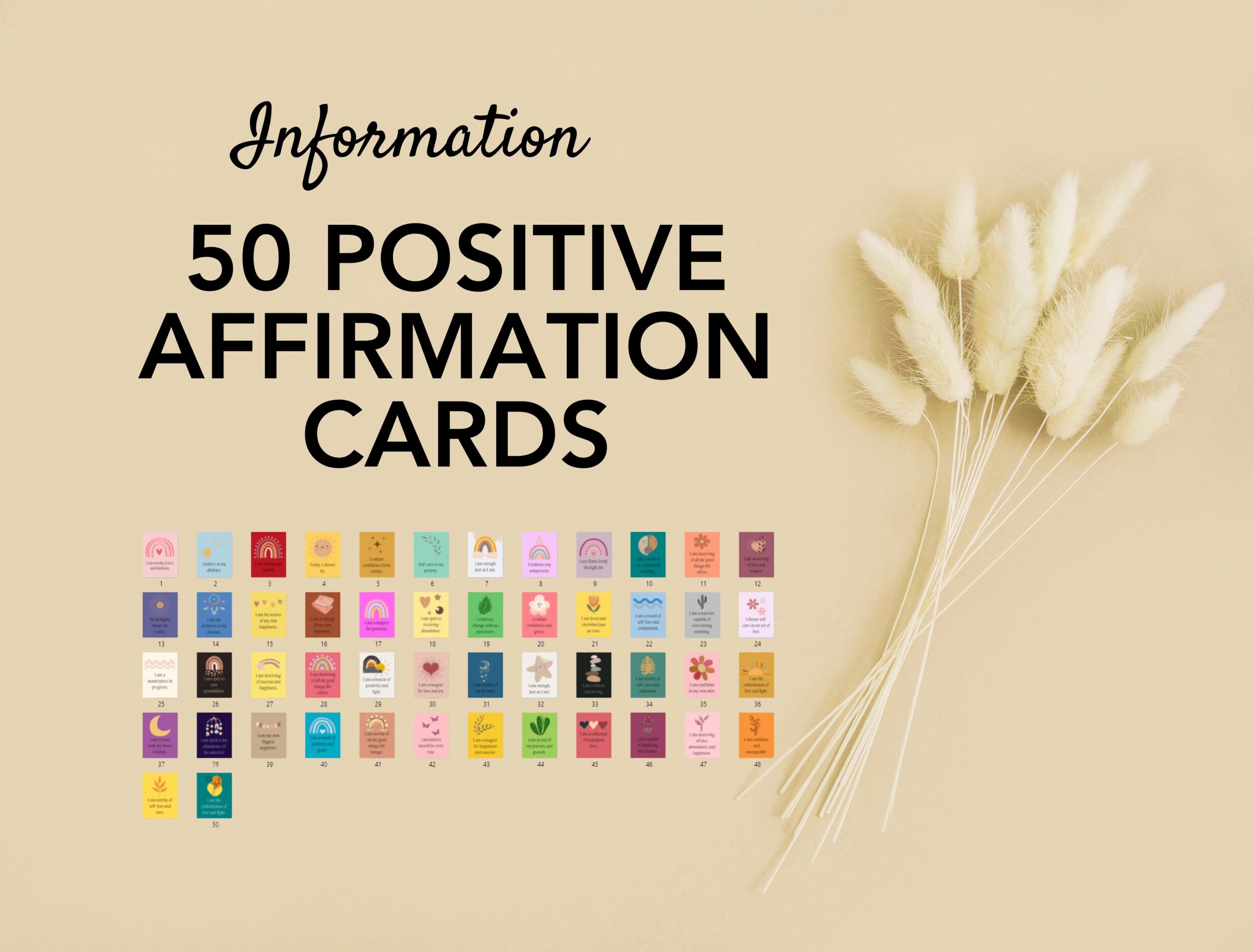 50 Affirmation Cards | Printable Positive Quote Set | Digital Download for Motivation & Self-Care - Image 7