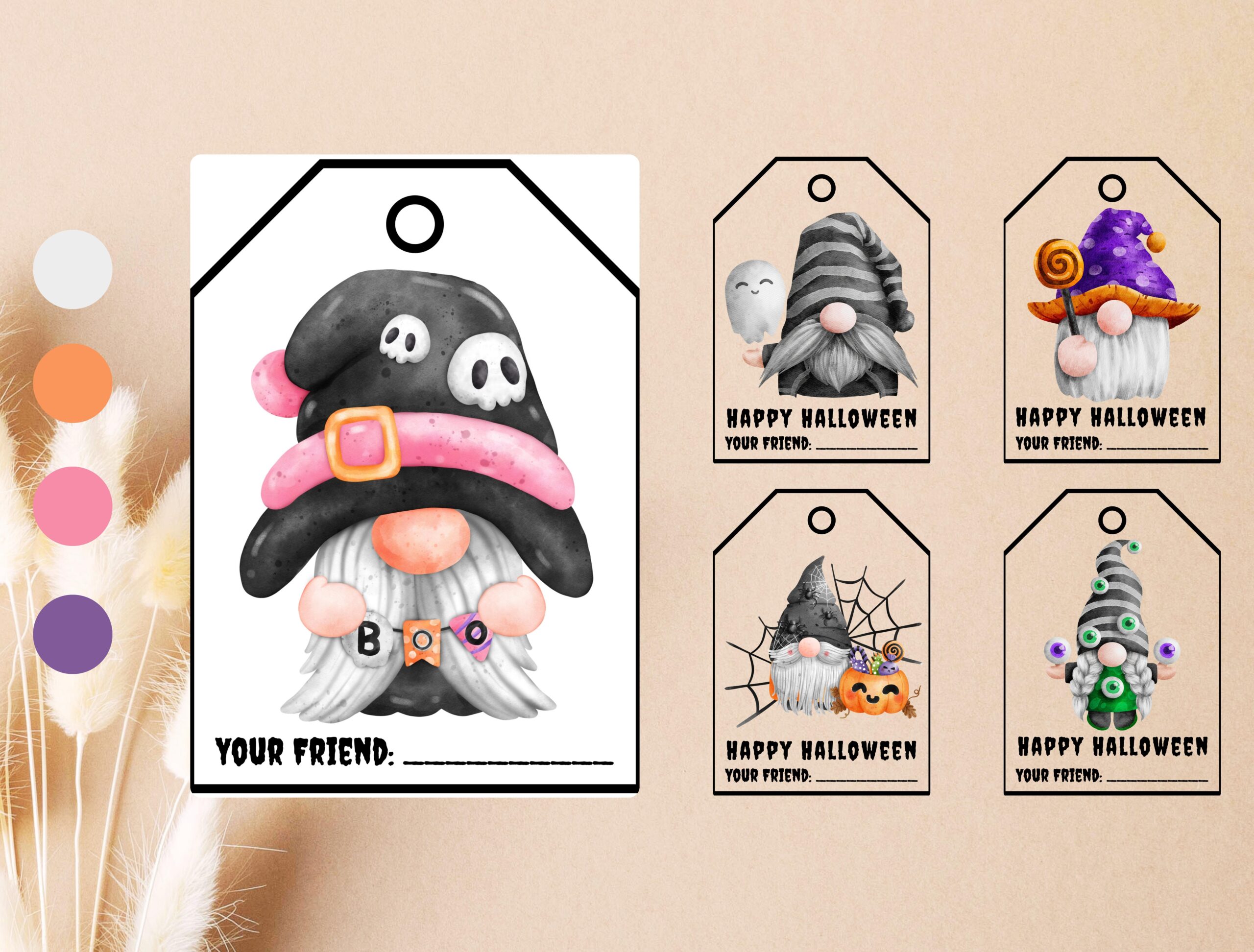 Halloween Gnomes Gift Tags | Cute Printable Tag Set of 9 | Digital Download for Holiday Gifts - Image 5