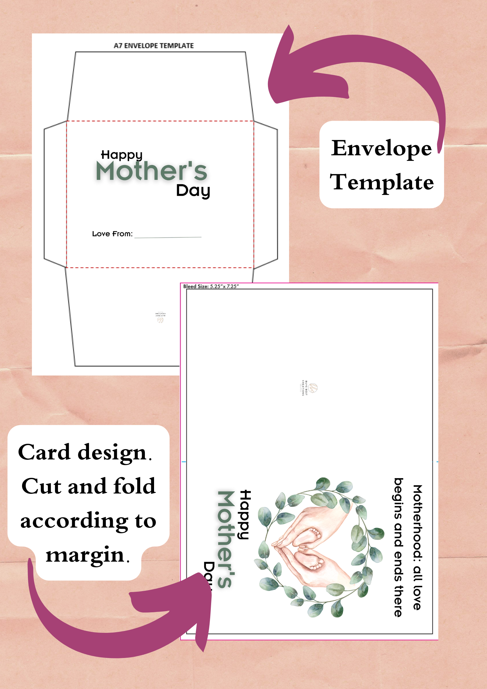 Mother’s Day Card | Printable 5x7in Folding Card with Envelope | Digital Download for Mom - Image 7